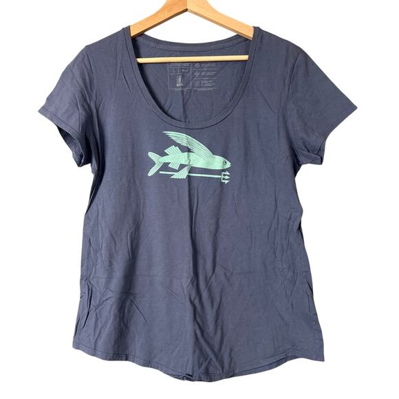 Patagonia large Women's Top Organic Cotton Slim Fit Flying Fish - Picture 1 of 5